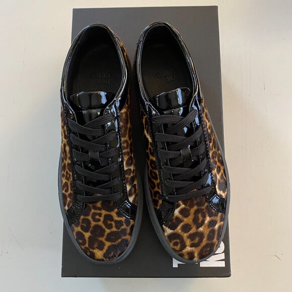 NIB NEW The Kooples Leo Poulain Leather Animal Print Sneaker 38 - Picture 3 of 6